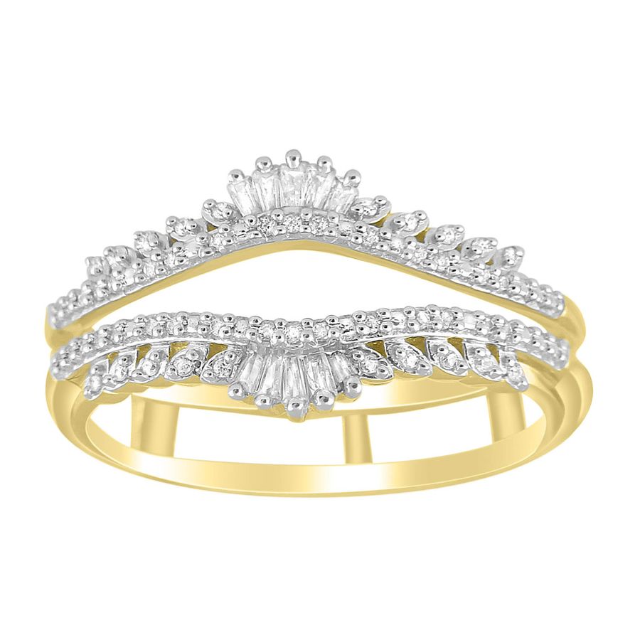 LADIES RING 0.25CT ROUND/BAGUETTE DIAMOND 14K YELLOW GOLD (SI QUALITY)