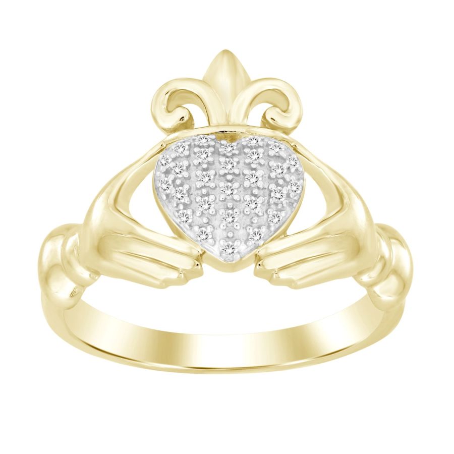 LADIES RING 0.06CT ROUND DIAMOND YELLOW GOLD/STERLING SILVER