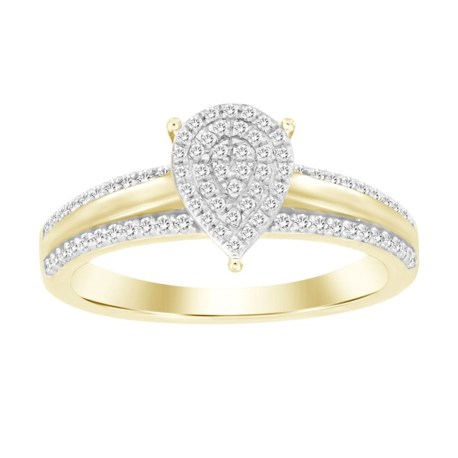 LADIES RING 0.25CT ROUND DIAMOND YELLOW GOLD/STERLING SILVER