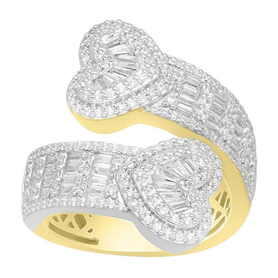MEN'S RING 2.00CT ROUND/BAGUETTE DIAMOND 14K WHITE/YELLOW GOLD (SI QUALITY)