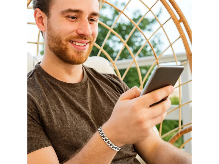 Miami Cuban Semi Solid Bracelet in 14k White Gold (7.00 mm)