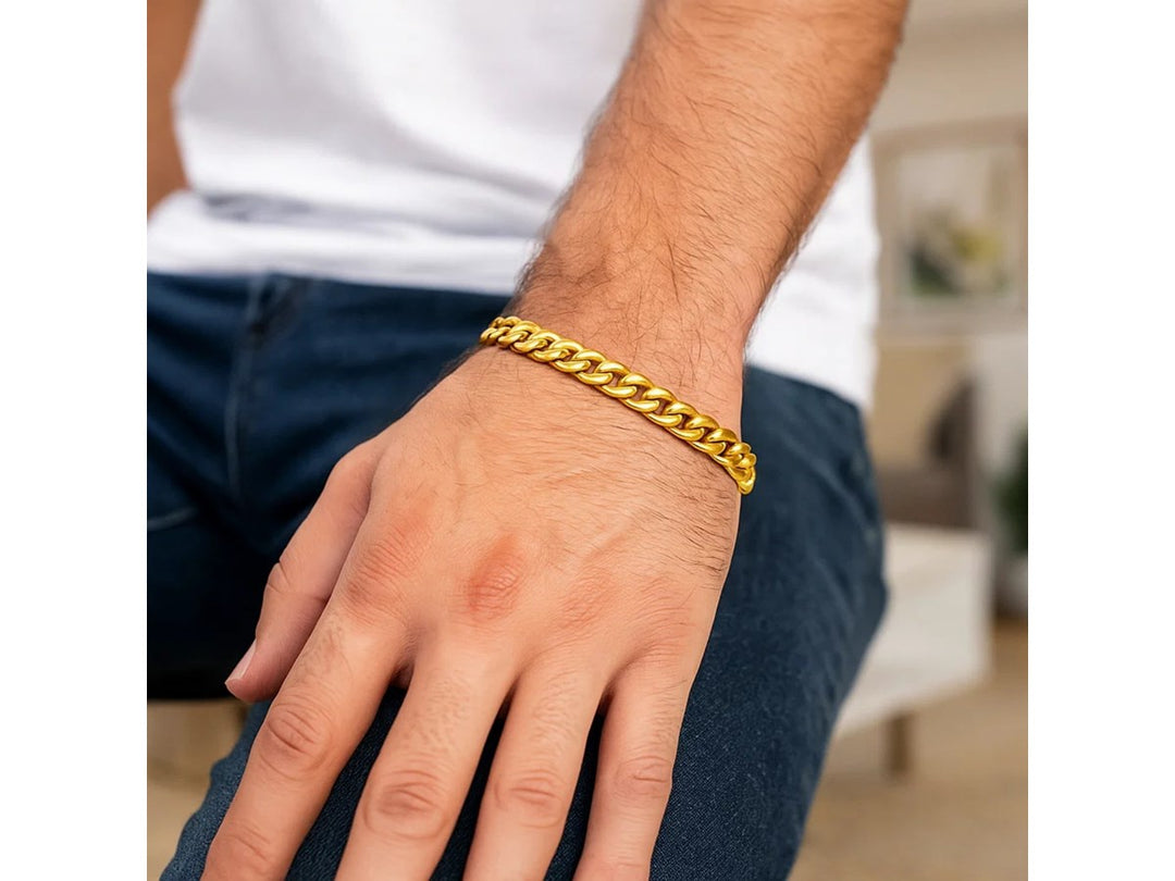 Miami Cuban Semi Solid Bracelet in 14k Yellow Gold (7.00 mm)