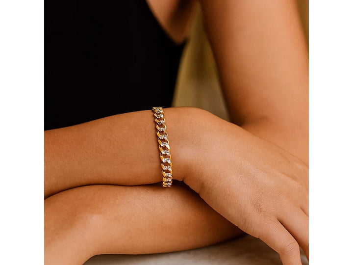 Pave Curb Bracelet in 14k Two-Tone Gold (5.70 mm)