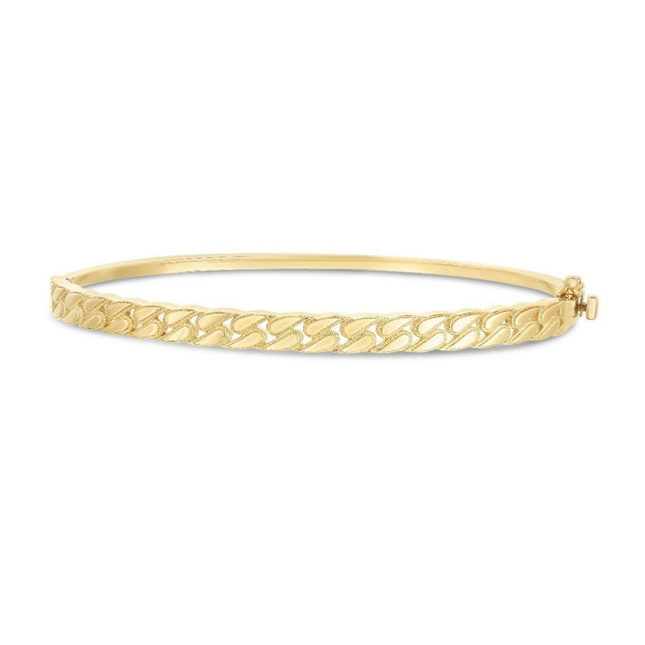 14k Yellow Gold High Polish Cuban Chain Link Bangle (4.60 mm)