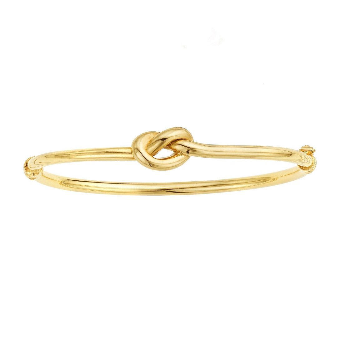 14k Yellow Gold Bangle Bracelet with Polished Knot (9.50 mm)