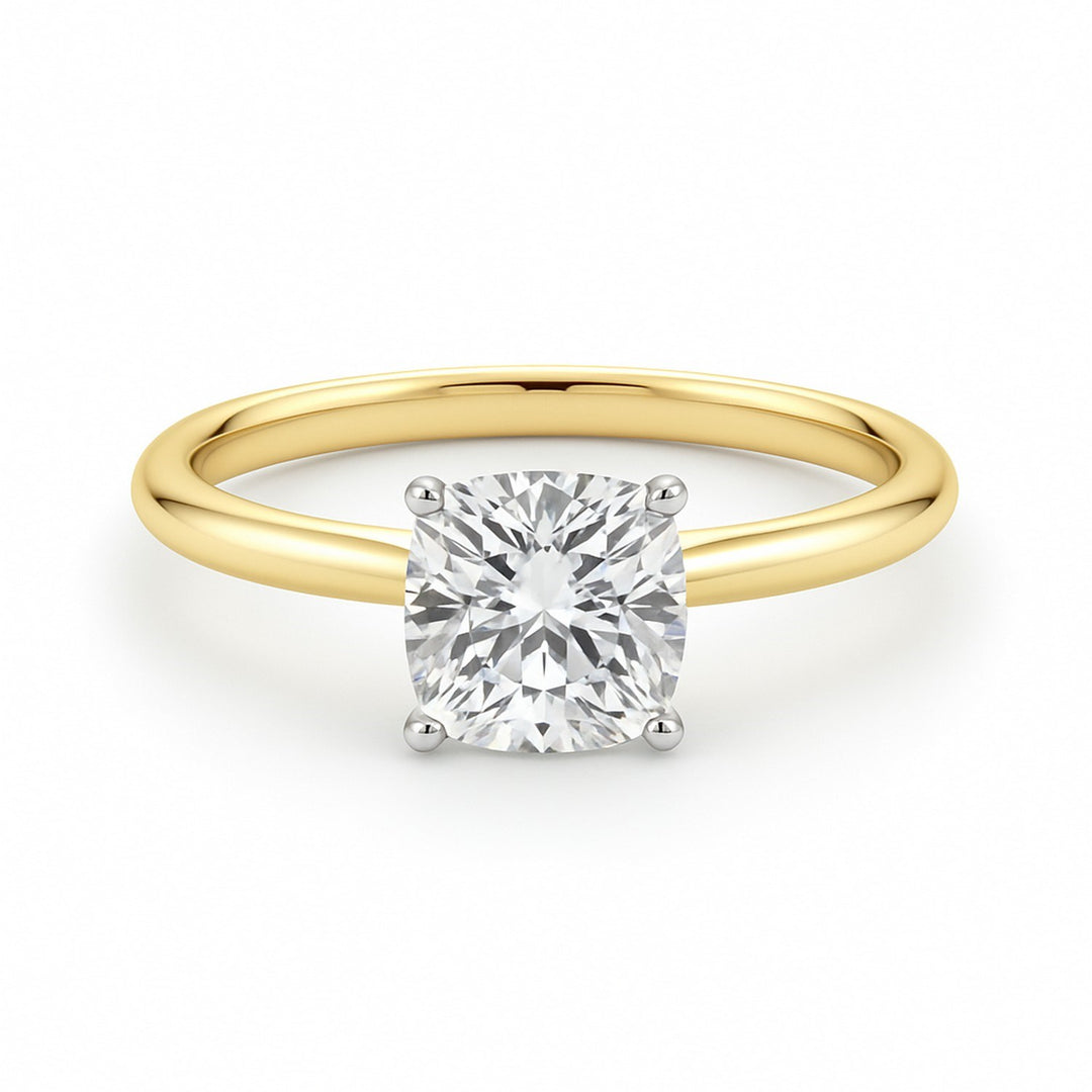 1.50Ct Cushion Lab Grown IGI G/VS1 Diamond Ring in 10K Yellow Gold