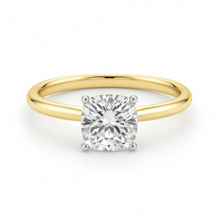 1.50Ct Cushion Lab Grown IGI G/VS1 Diamond Ring in 10K Yellow Gold