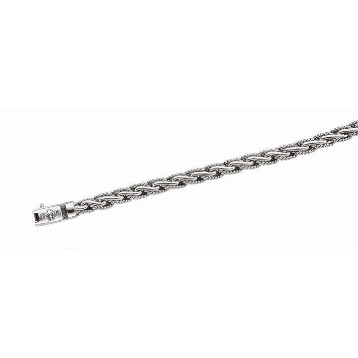Oxidized Sterling Silver Mens Chain Bracelet in a Cable Motif (8.50 mm)