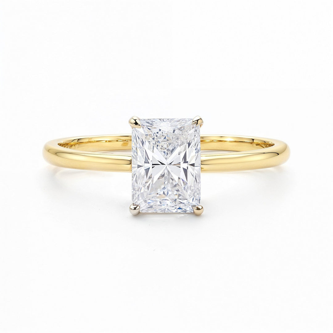 1.50Ct Radiant Lab Grown IGI G/VS1 Diamond Ring in 10K Yellow Gold