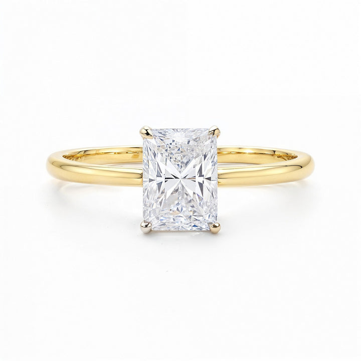 1.50Ct Radiant Lab Grown IGI G/VS1 Diamond Ring in 10K Yellow Gold