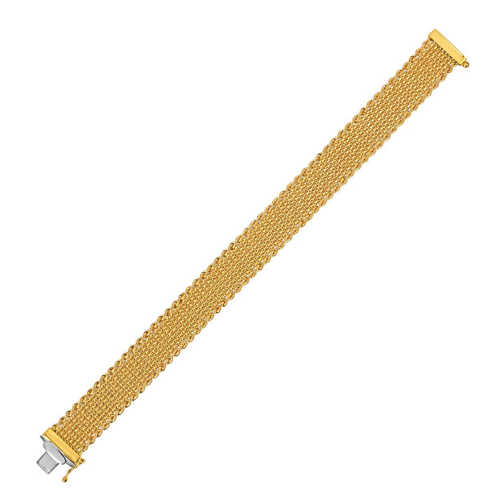 Diamond Cut Mesh Cleopatra Bracelet in 14K Yellow Gold