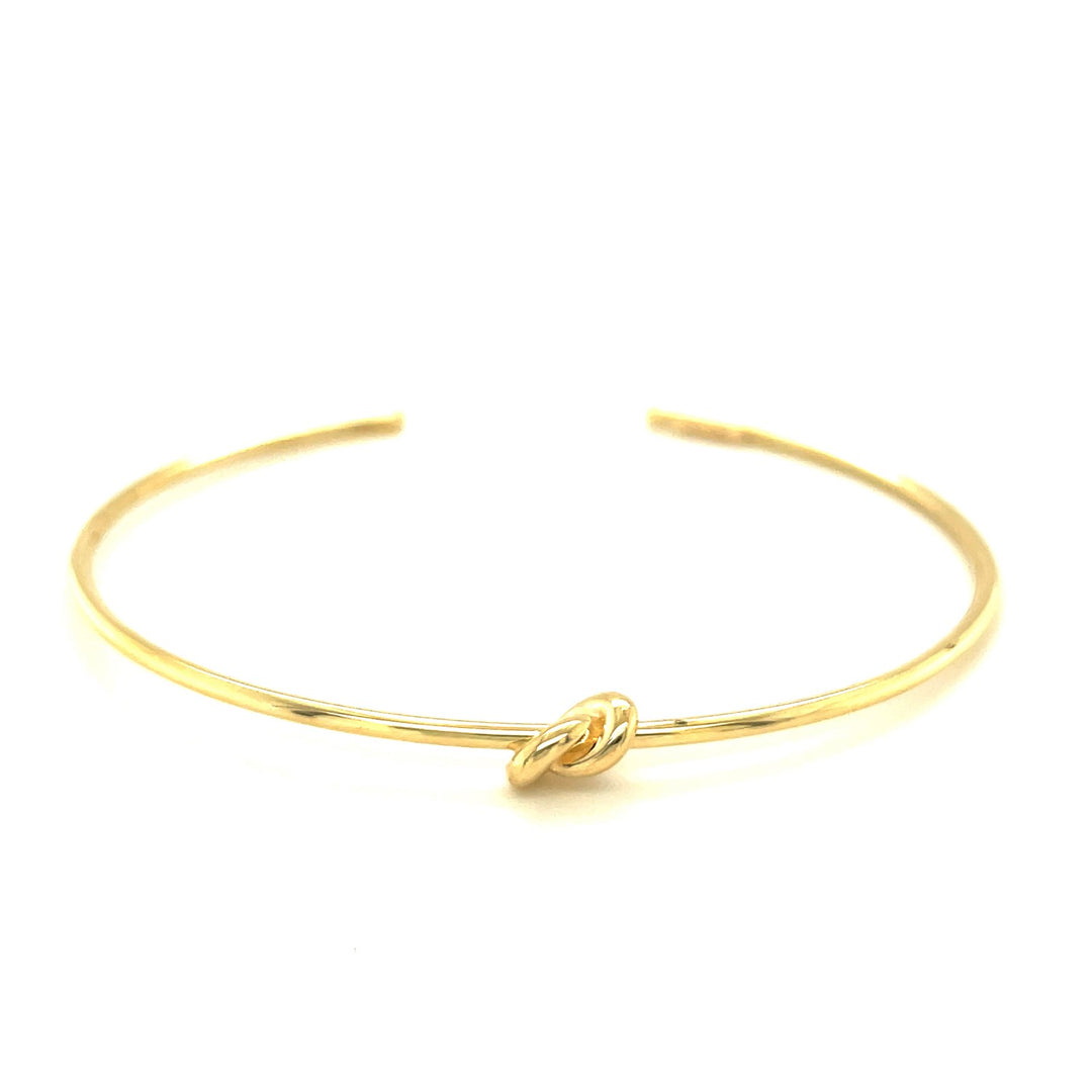 14k Yellow Gold Polished Cuff Bangle with Knot (5.50 mm)