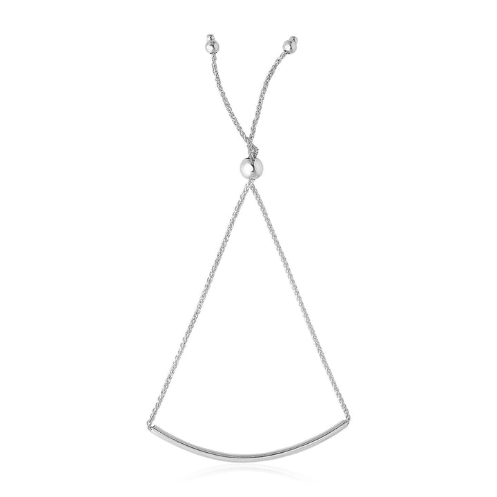 14k White Gold Smooth Curved Bar Lariat Design Bracelet (1.00 mm)