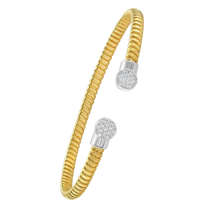 14K Yellow Gold Round End Tubogas Cuff Bangle (3.90 mm)
