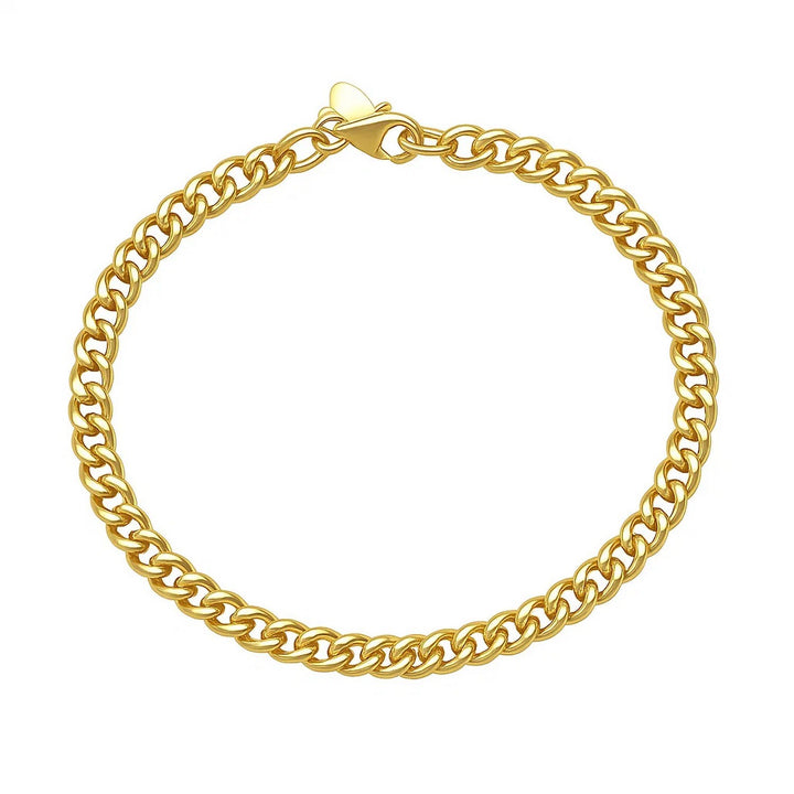 14K Yellow Gold Petite Faceted Cuban Link Chain Bracelet (4.50 mm)