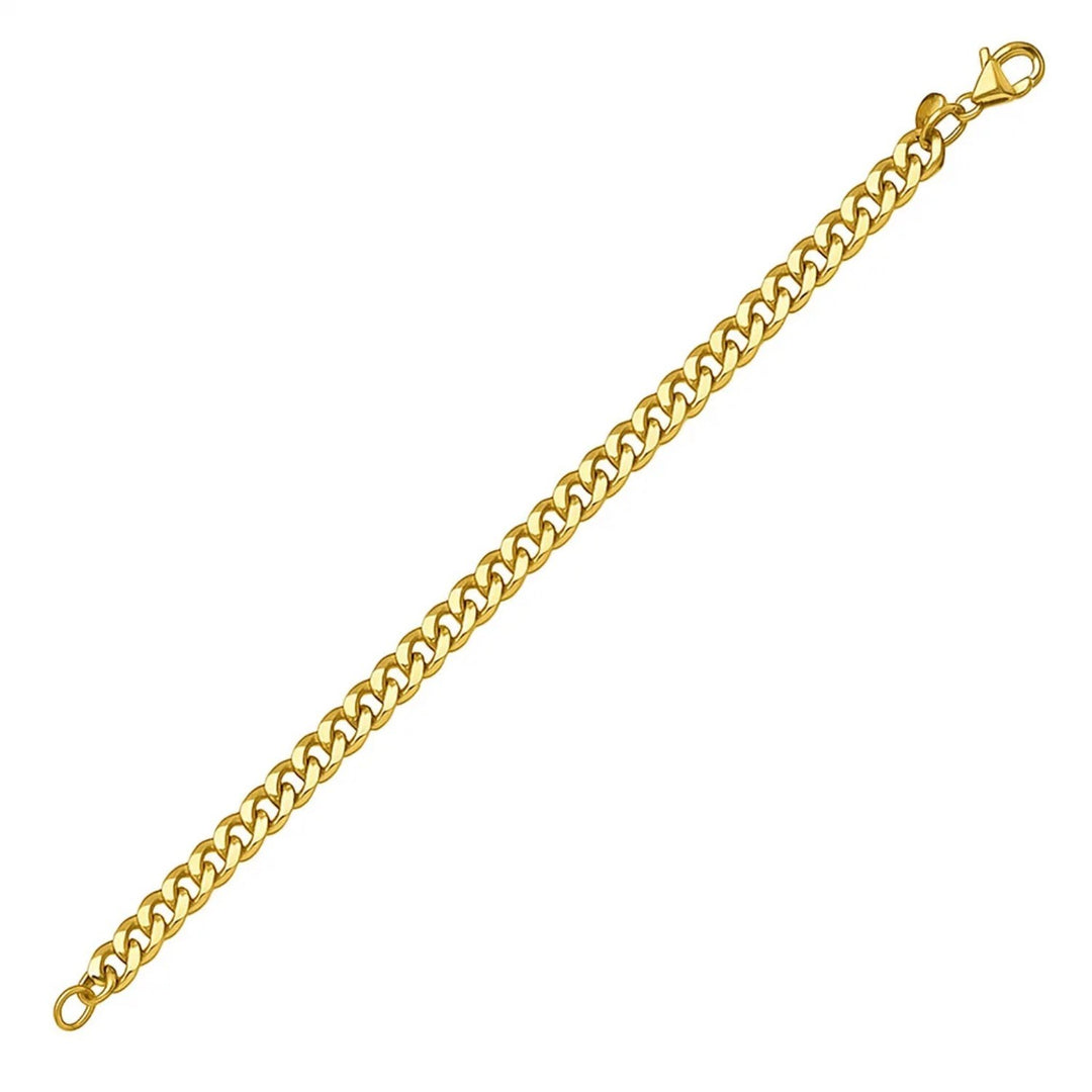 14K Yellow Gold Petite Faceted Cuban Link Chain Bracelet (4.50 mm)