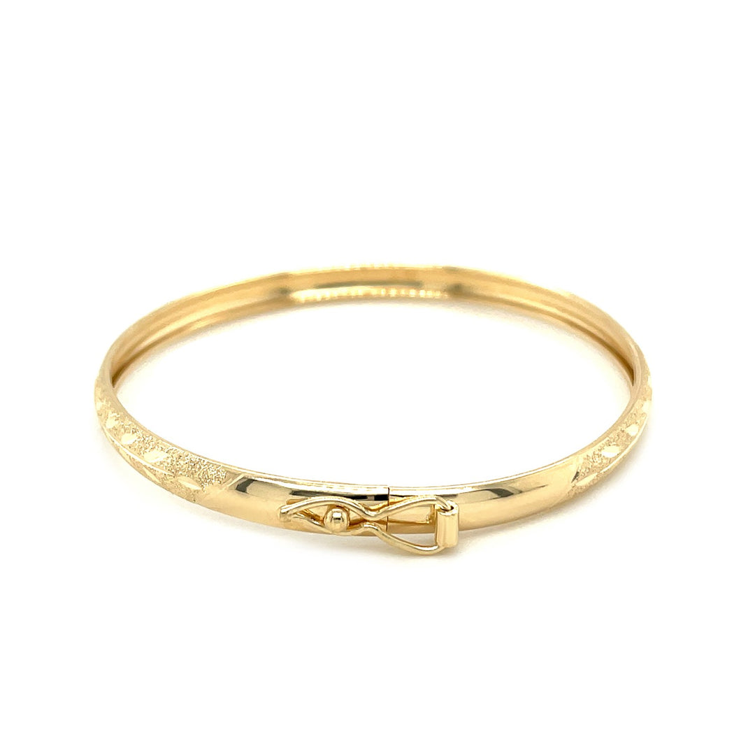 10k Yellow Gold Dome Childrens Diamond Cut Florentine Bangle (4.00 mm)