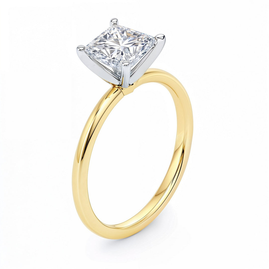1.50Ct Princess Lab Grown IGI G/VS1 Diamond Ring in 10K Yellow Gold
