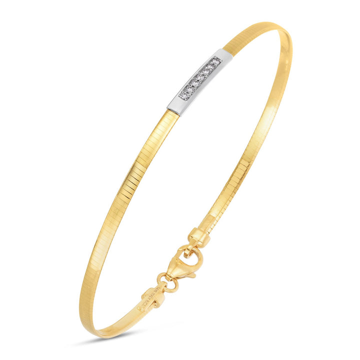 14K Yellow Gold Omega Diamond Bar Bracelet (1/16 cttw)