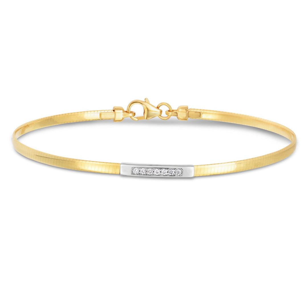 14K Yellow Gold Omega Diamond Bar Bracelet (1/16 cttw)