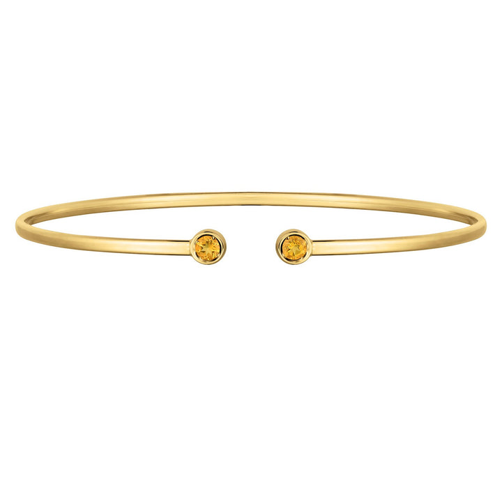 14K Yellow Gold Citrine Open Cuff Bangle (2.00 mm)
