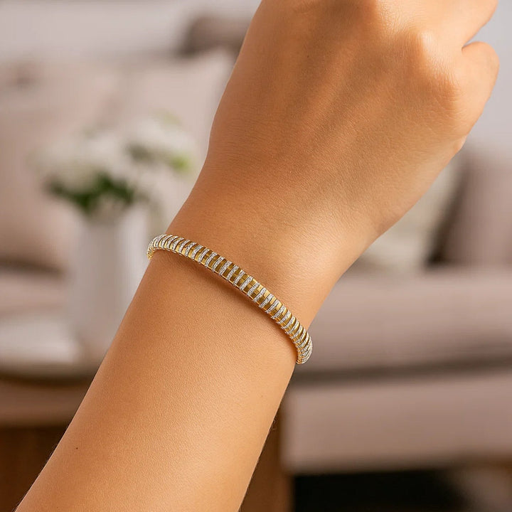 14K Two Tone Gold Mini Diamante Bracelet (4.00 mm)