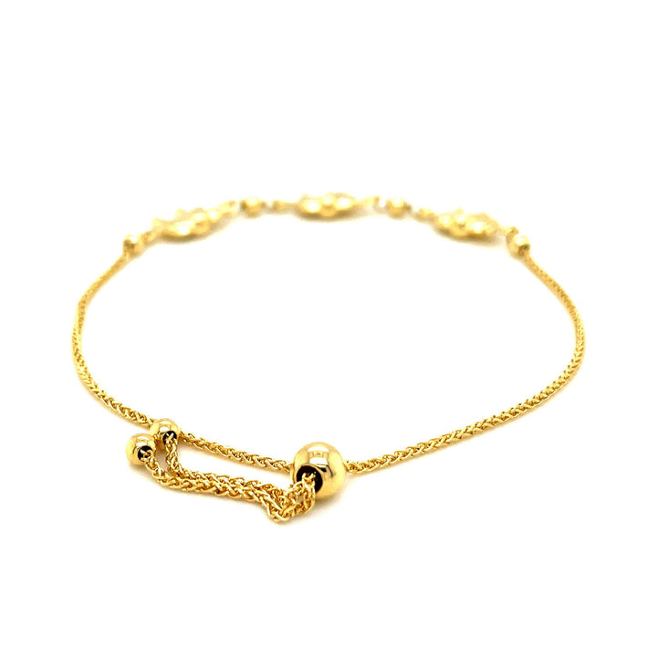 14k Yellow Gold Elephant Station Lariat Style Bracelet (1.00 mm)