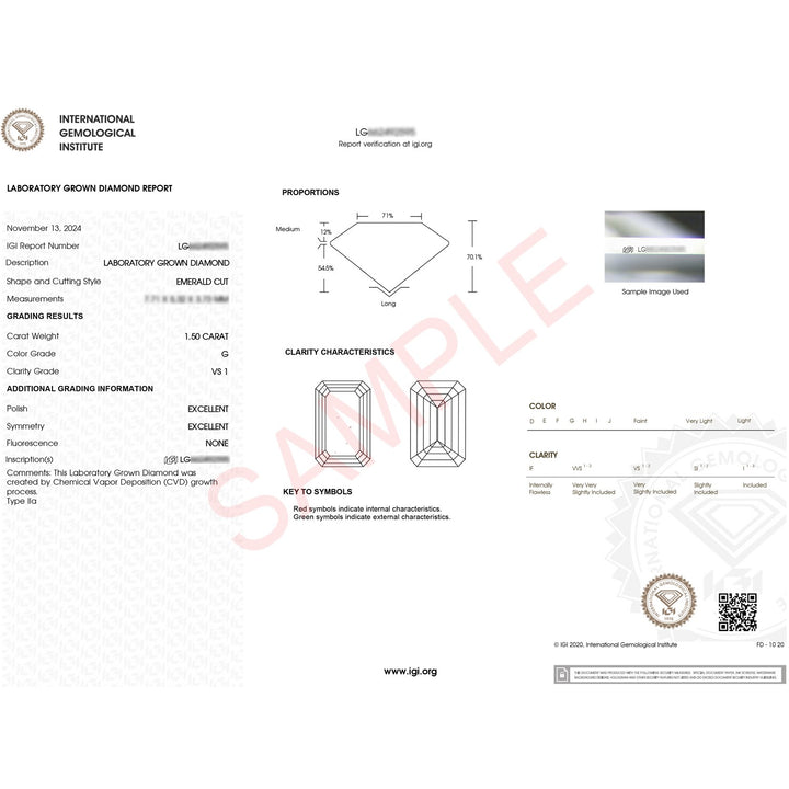 1.50Ct Emerald Lab Grown IGI G/VS1 Diamond Ring in 10K Yellow Gold