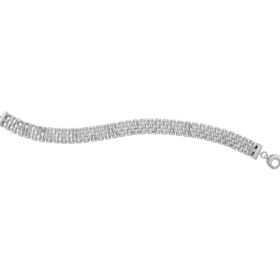 14k White Gold Faceted Panther Link Chain Bracelet