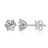 1 Carat Lab Grown Diamond Earrings 6 Claws (Total 2 Carats) 14K White Gold