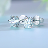 1 Carat Lab Grown Diamond Earrings 6 Claws (Total 2 Carats) 14K White Gold