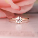 0.8 Carat Lab Grown Diamond Ring 6 Claws 14K Rose Gold