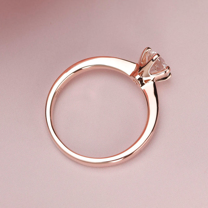 0.8 Carat Lab Grown Diamond Ring 6 Claws 14K Rose Gold