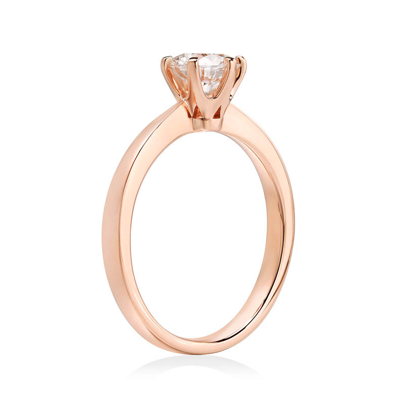 0.8 Carat Lab Grown Diamond Ring 6 Claws 14K Rose Gold