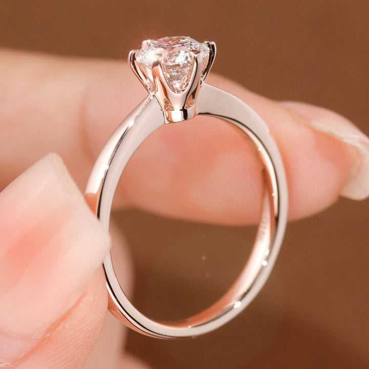 0.8 Carat Lab Grown Diamond Ring 6 Claws 14K Rose Gold