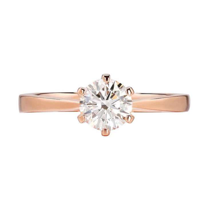 0.8 Carat Lab Grown Diamond Ring 6 Claws 14K Rose Gold