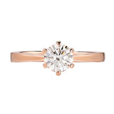 0.8 Carat Lab Grown Diamond Ring 6 Claws 14K Rose Gold