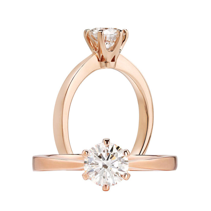 0.8 Carat Lab Grown Diamond Ring 6 Claws 14K Rose Gold