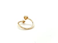 14k Yellow Gold Bypass Style Toe Ring with Polished Hearts