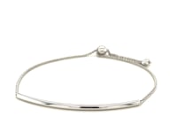 14k White Gold Smooth Curved Bar Lariat Design Bracelet (1.00 mm)