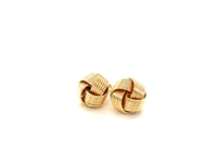14k Yellow Gold Interlaced Love Knot Stud Earrings 