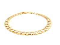 14k Two-Tone Gold Pave Curb Bracelet (7.00 mm)