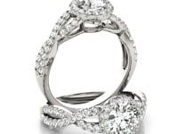 14k White Gold Entwined Split Shank Diamond Engagement Ring (1 1/2 cttw)