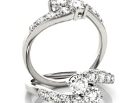14k White Gold Two Stone Overlap Design Diamond Ring (1 cttw)