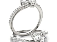 Curved Band Two Stone Diamond Ring in 14k White Gold (3/4 cttw)