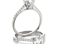14k White Gold Single Row Scalloped Set Diamond Engagement Ring (1 1/8 cttw)