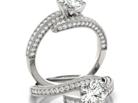14k White Gold Round Diamond Bypass Style Engagement Ring (1 1/2 cttw)