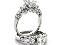 14k White Gold 3 Stone Antique Design Diamond Engagement Ring (1 3/4 cttw)
