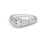 14k White Gold Diamond Engagement Ring With Single Row Band (1 3/4 cttw)