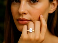 5 Carat Oval Lab Grown IGI G/VS1 Diamond Solitaire Ring in 14K Yellow Gold